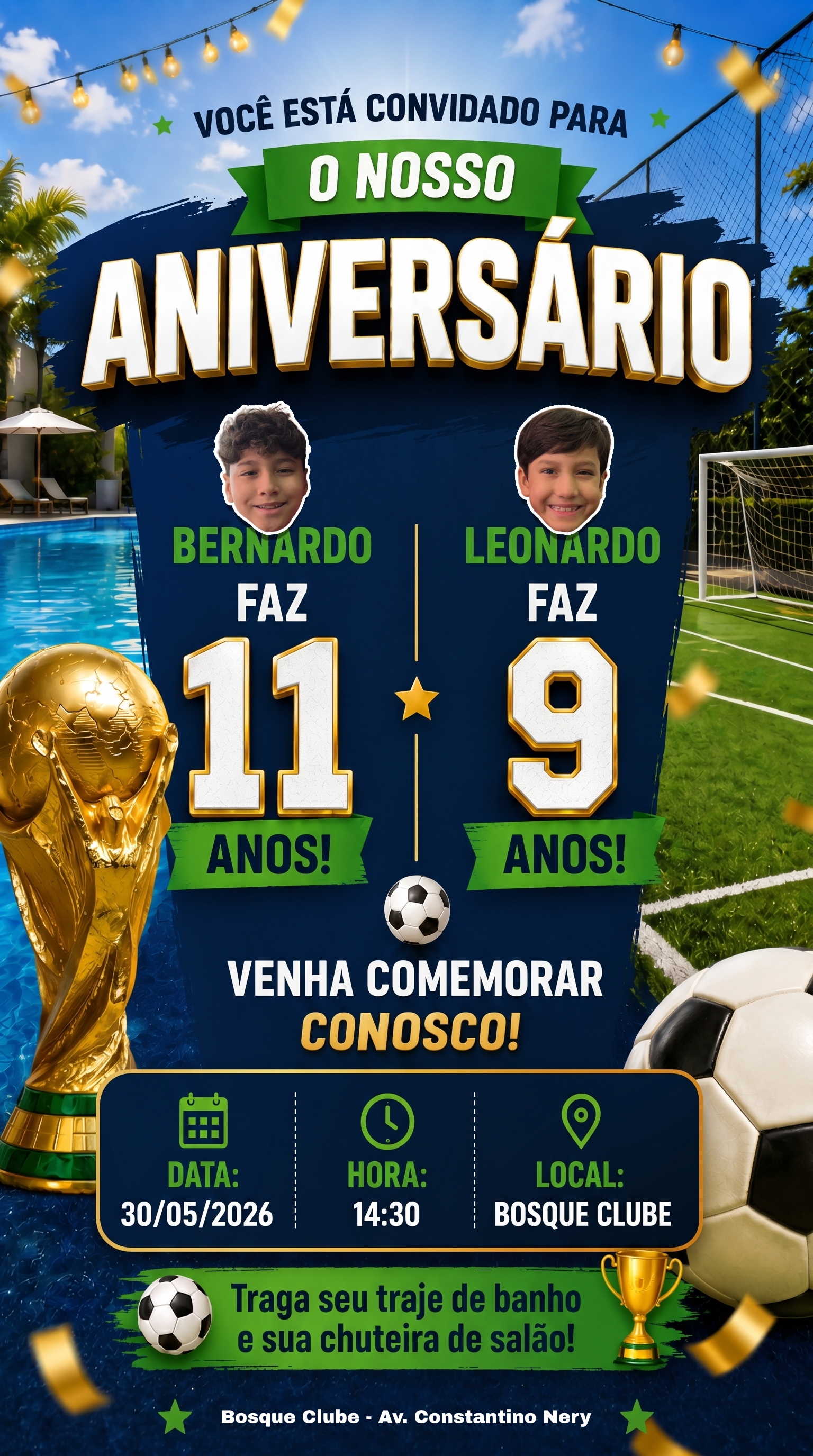 Convite de aniversário do Bernardo e do Leonardo