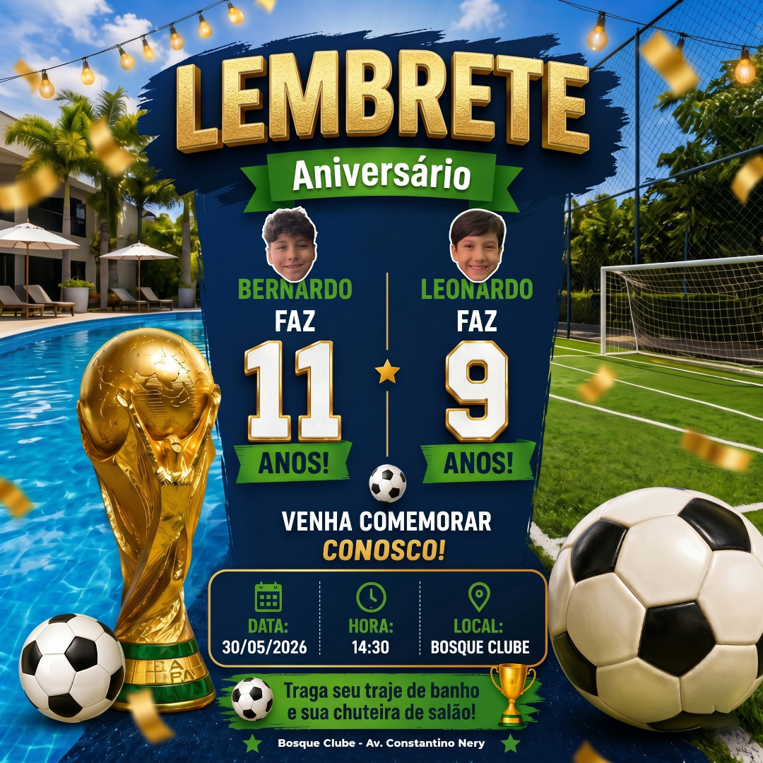 Convite de aniversário do Bernardo e do Leonardo